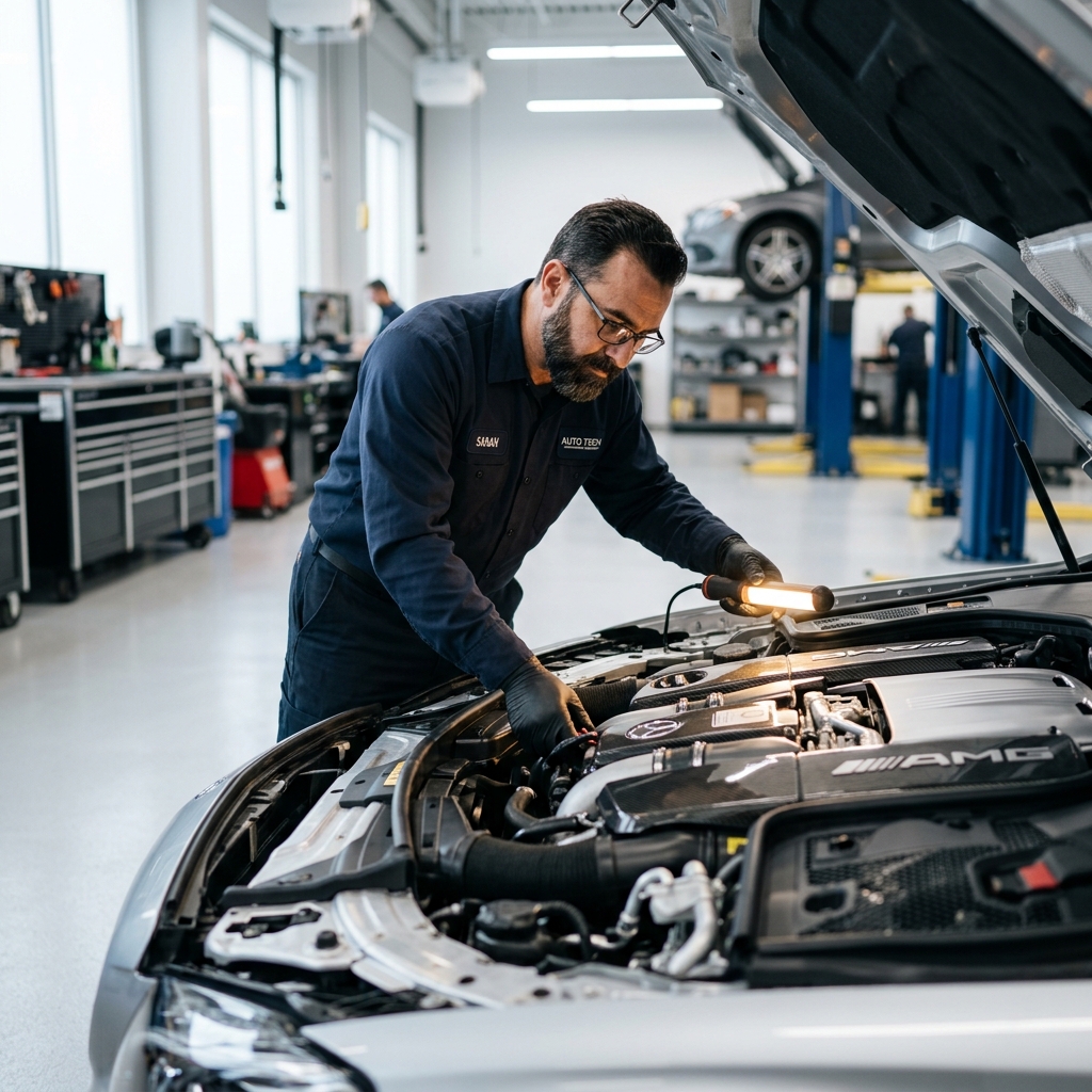 Mechanic repairing a vehicle